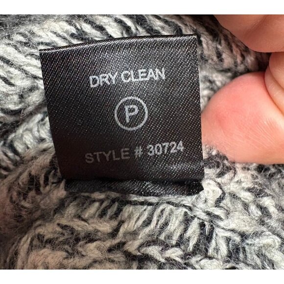 Rocky Barnes 360Cashmere Women's Small Gray Black Turtleneck Poncho Sweater Wool - Picture 5 of 6